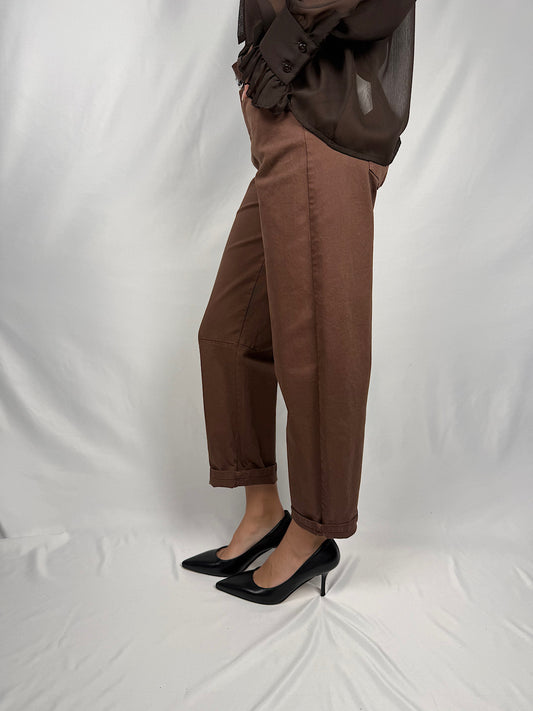 Pantalone con Cintura Tensione-In Cioccolato
