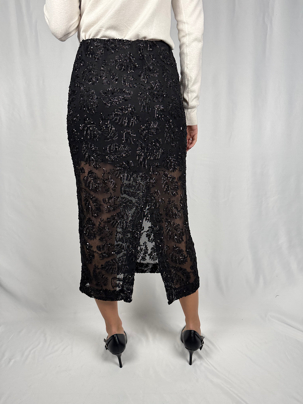 Gonna Pailletes Nero Tensione-In