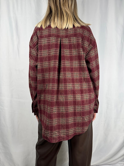 Camicia Check con Strass Bordeaux Armonia