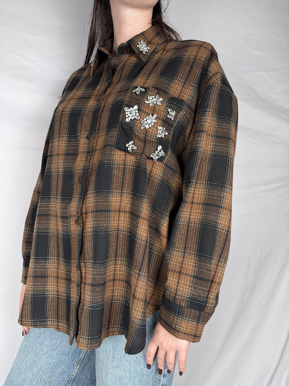 Camicia in Flanella Check con Cabochon Vicolo Moro