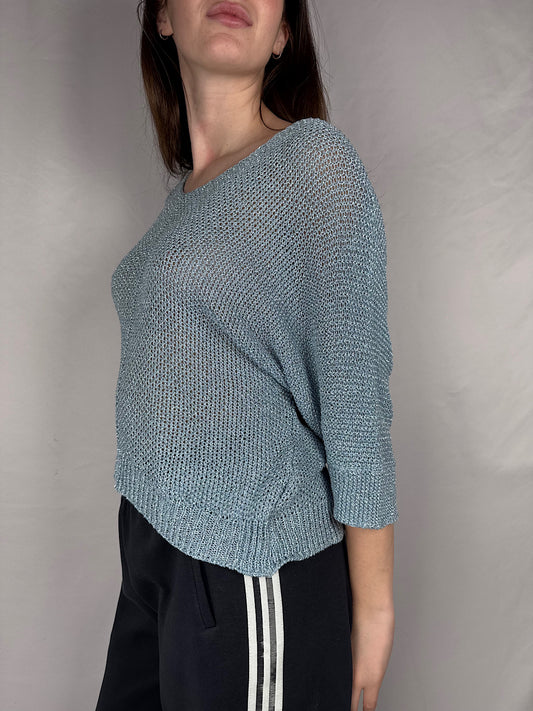 Maglia In Filo Lurex Armonia Azzurra Polvere
