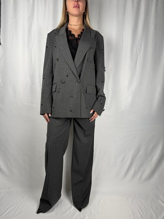 Tallieur con Gioiello Gessato Grigio Vicolo