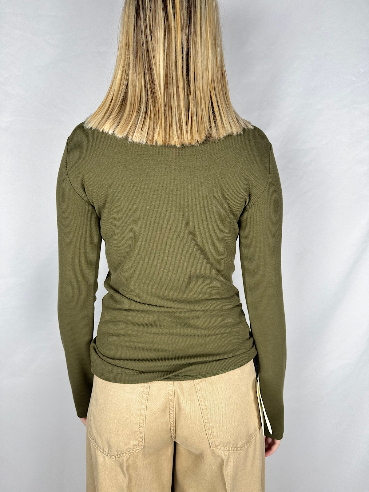 Maglia Basic a Costine Serafino Verde Militare