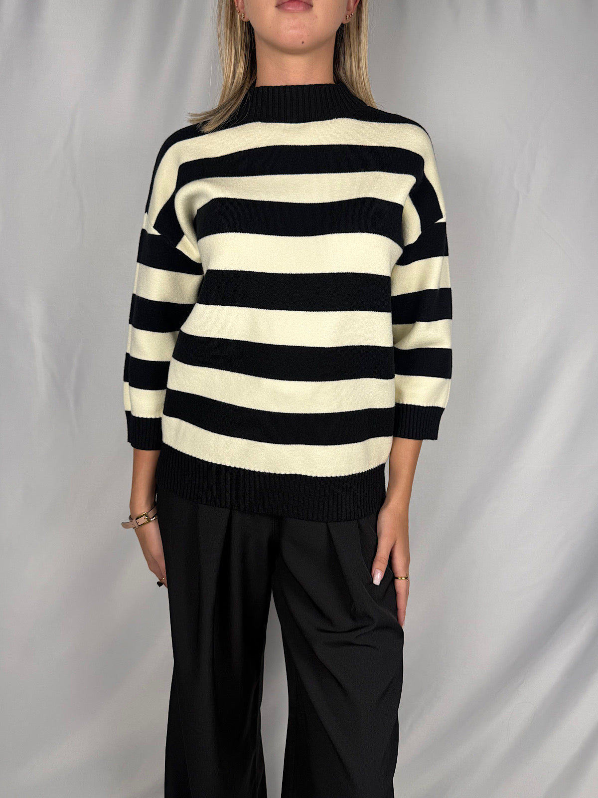 Maglia a Righe Armonia Nero e Bianco