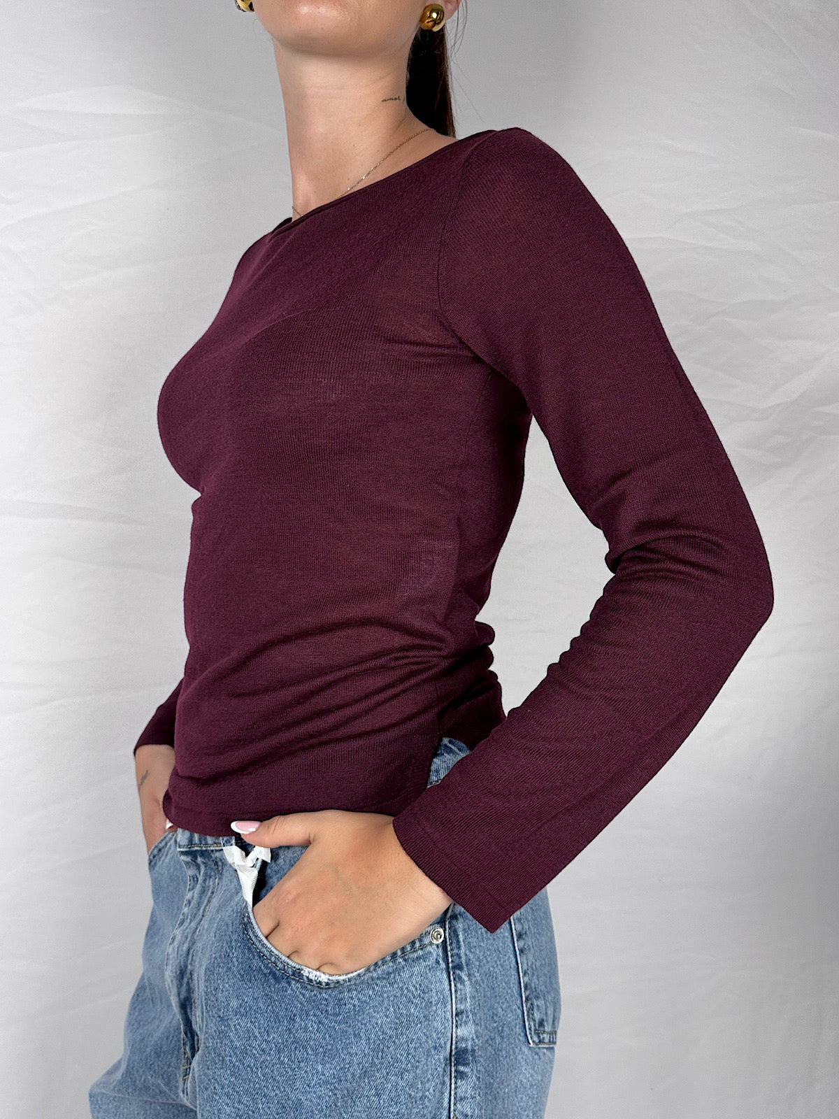 Maglia Basic Scollo Barchetta JJXX Bordeaux