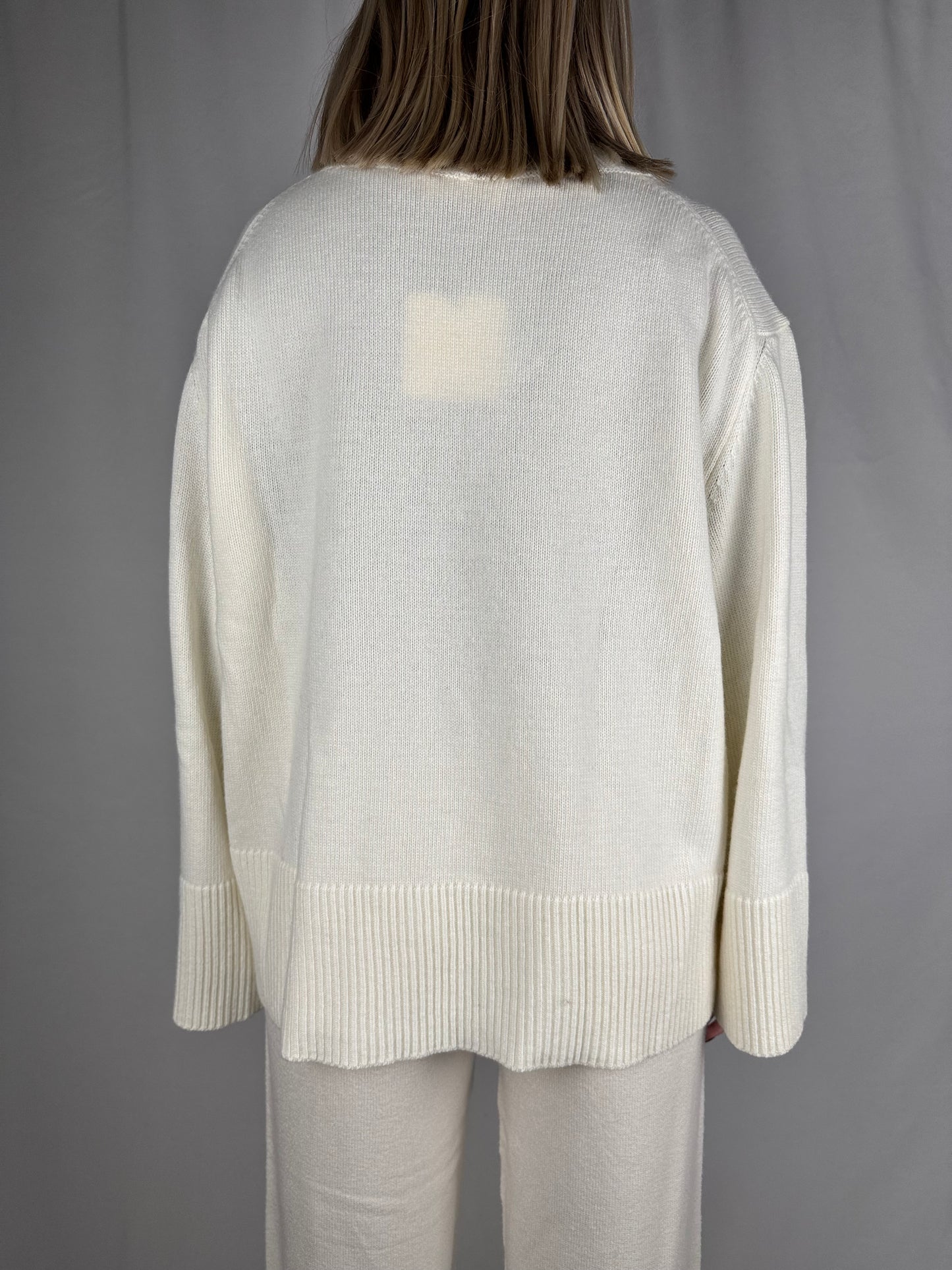 Maglia Collo V Bianca Vicolo