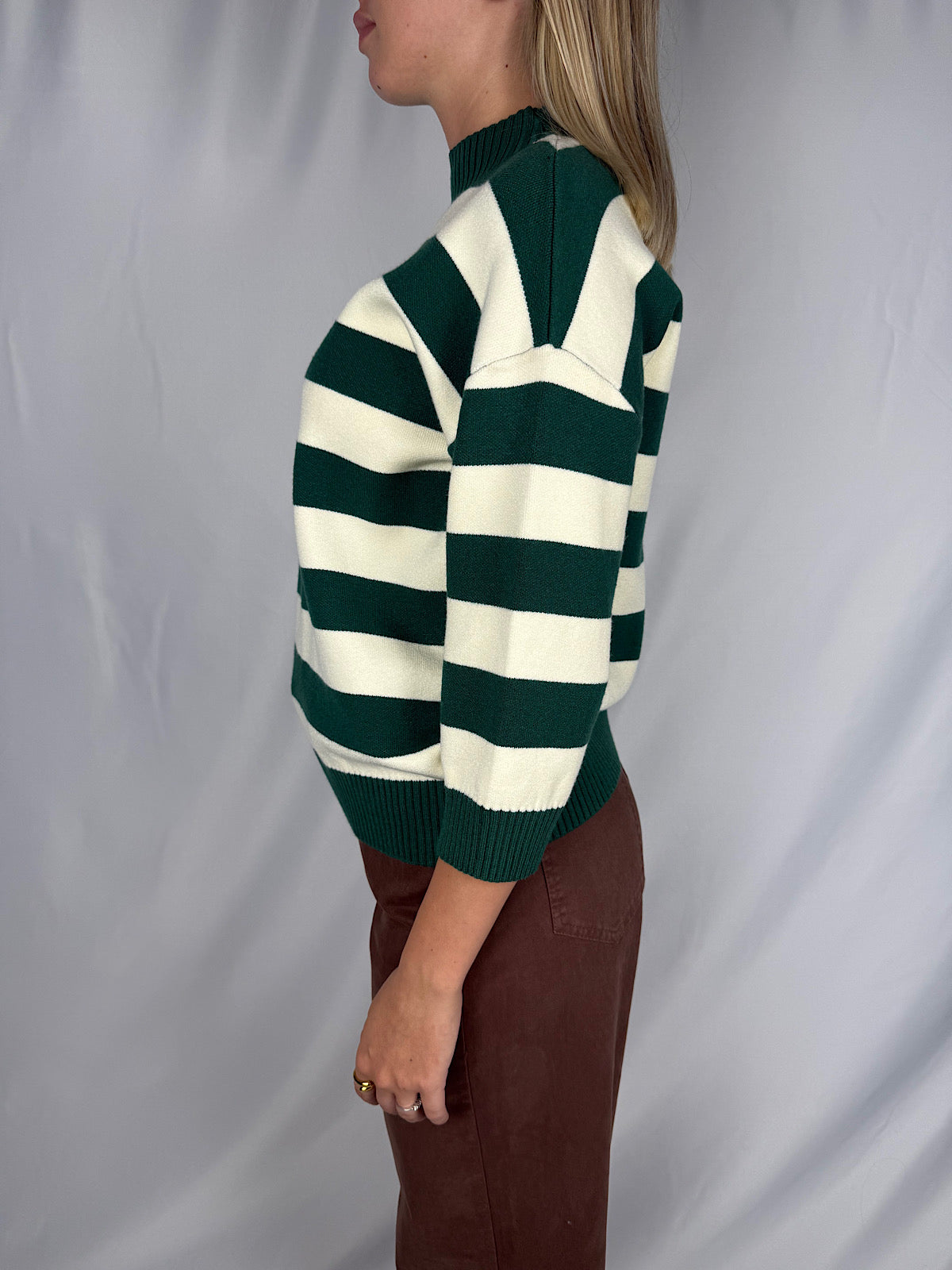 Maglia a Righe Armonia Verde e Bianco