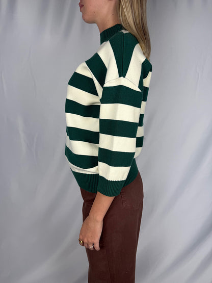 Maglia a Righe Armonia Verde e Bianco