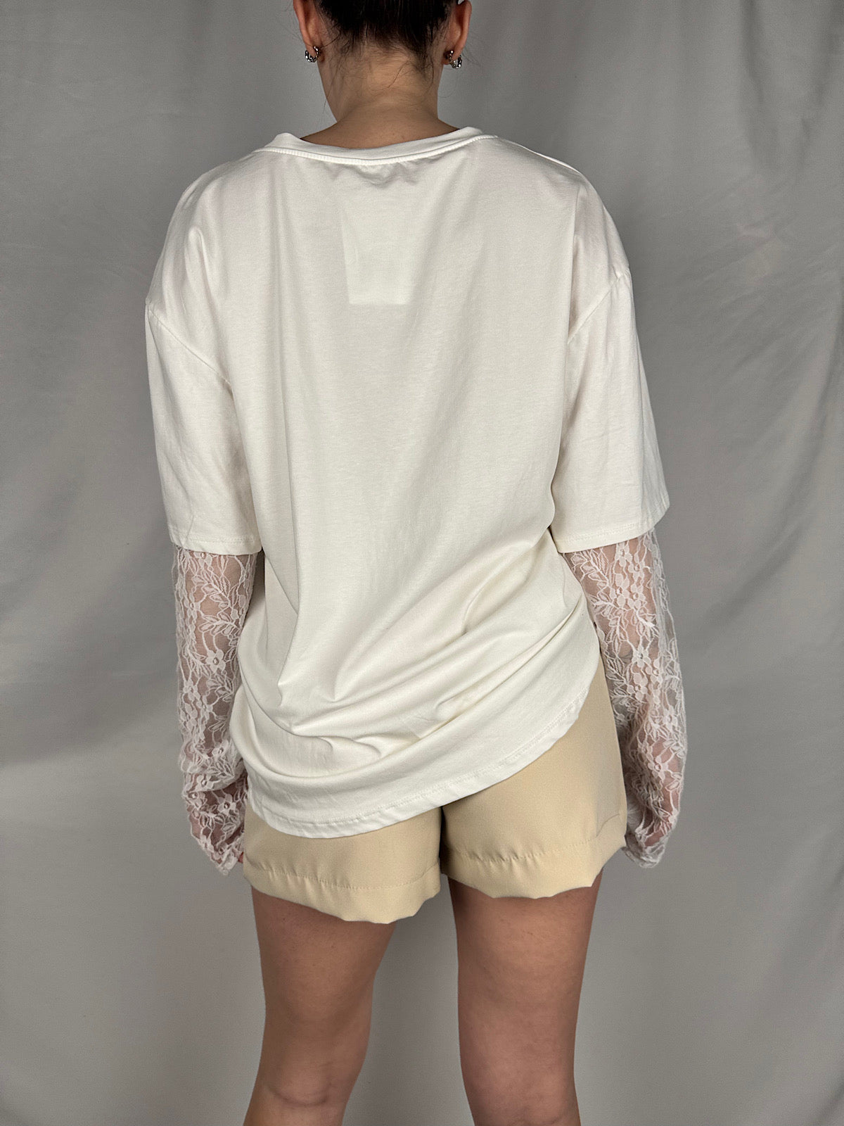 T-Shirt Maniche in Pizzo Bianca Armonia