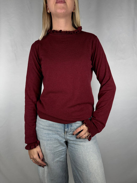 Maglia a Manica Lunga con Bordo Plisettato Dixie Bordeaux