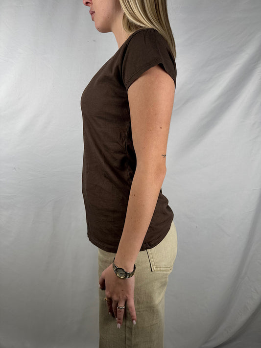 T-Shirt Basica Scollo a V Cioccolato Susy-Mix