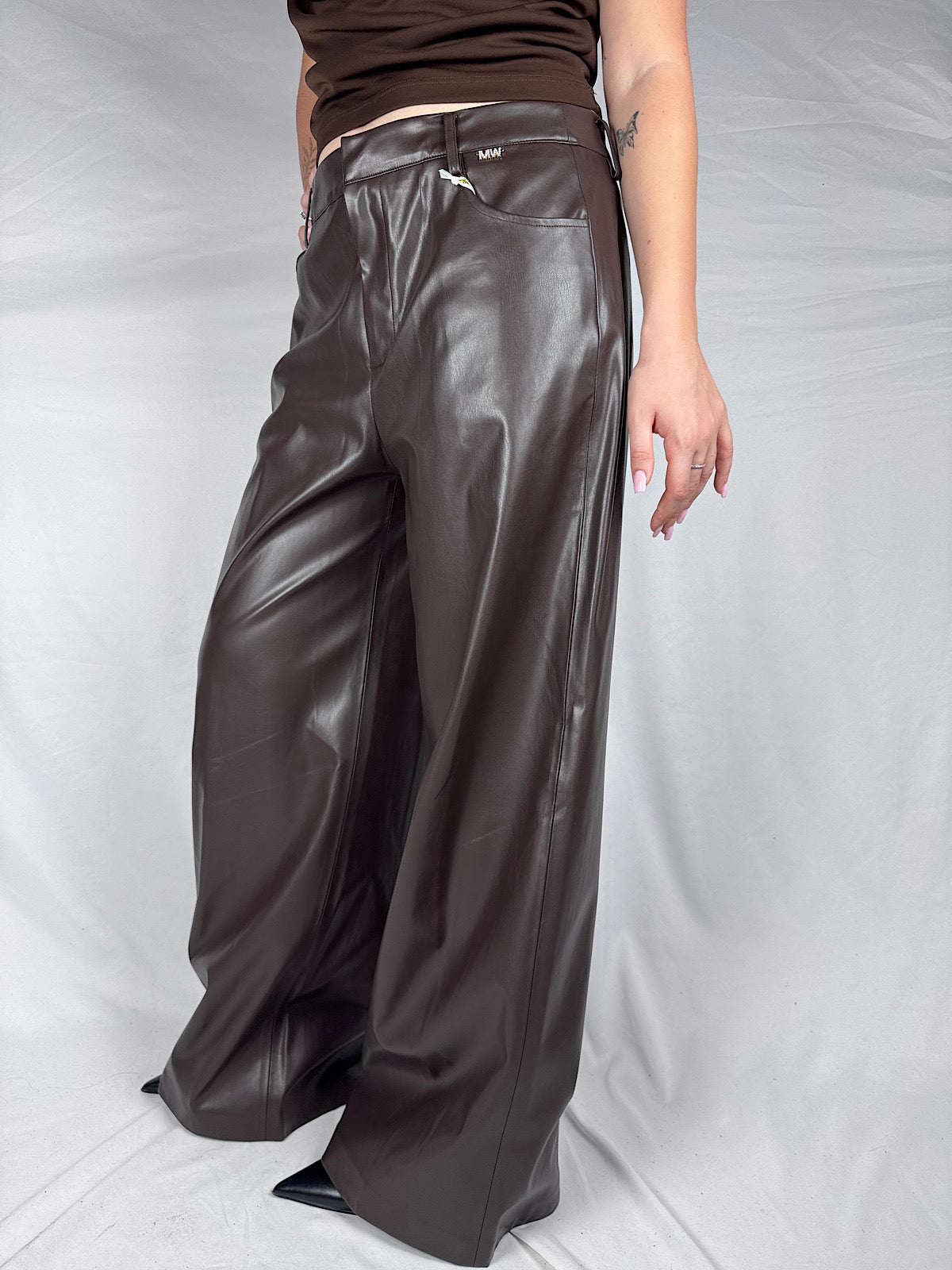 Pantalone Palazzo Ecopelle Markup Cacao