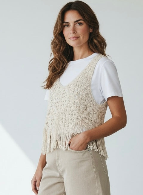 T-shirt Bianca con Crochet Burro Vicolo