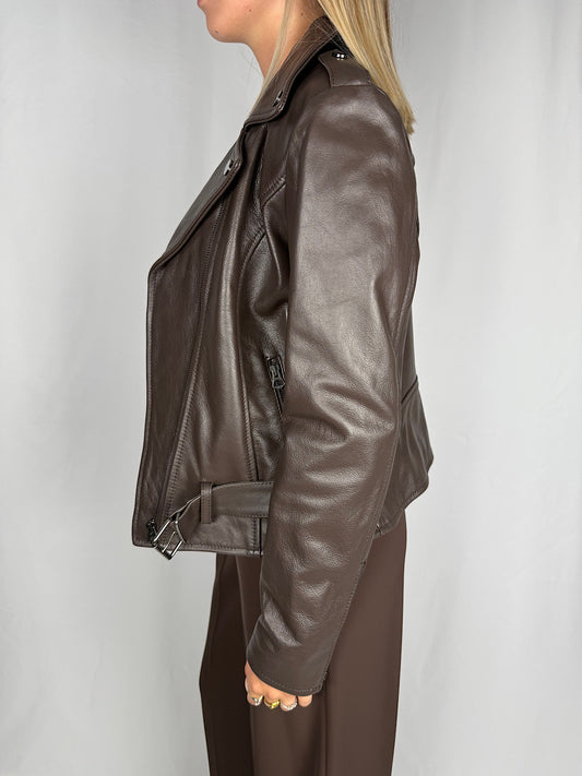 Chiodo in Vera Pelle Vicolo Marrone