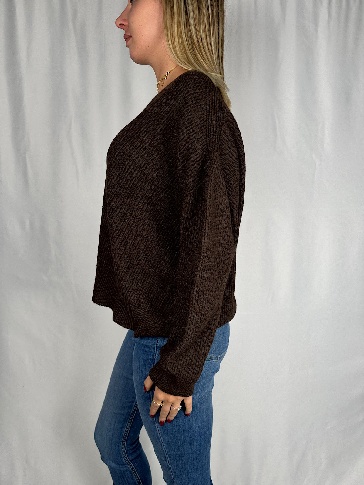 Cardigan con Bottone Gioiello Caffè SusyMix