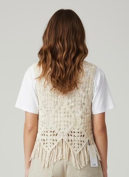 T-shirt Bianca con Crochet Burro Vicolo