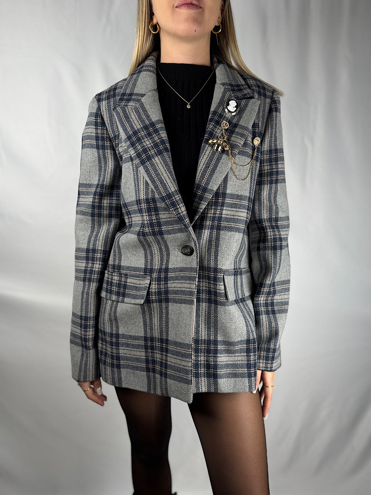 Giacca Check Grigia Vicolo