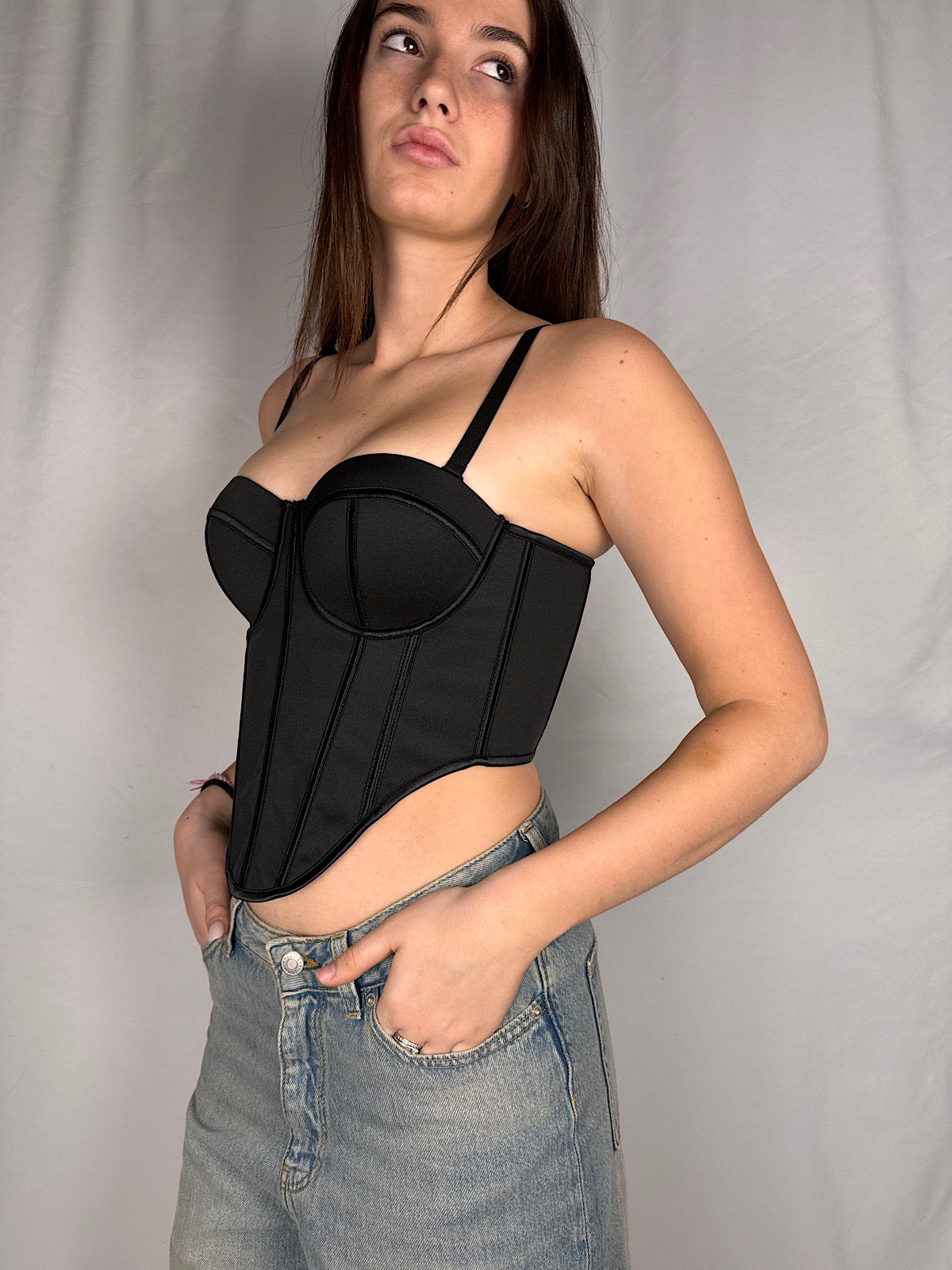 Top Bustier Con Scollo Cuore Vicolo Nero