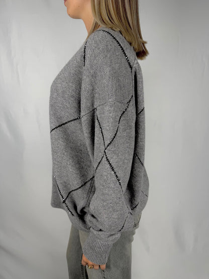 Cardigan con Paillettes Nere Vicolo Grigio