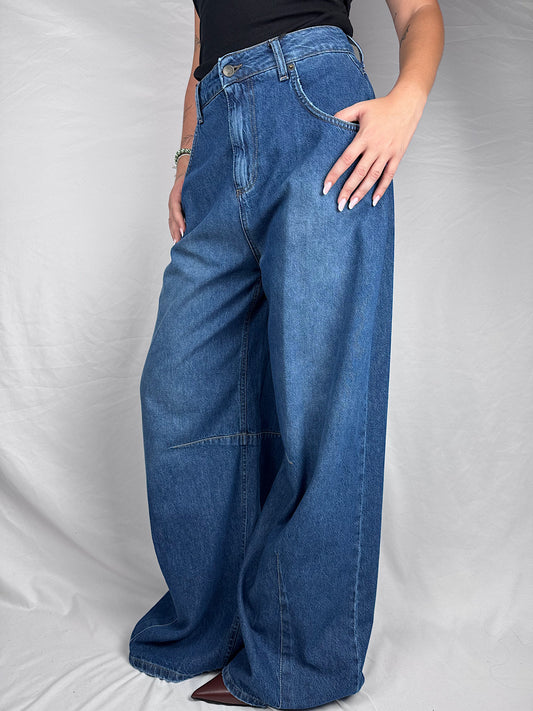 Jeans Ariel  Wide Leg  Tensione In Medium Blue