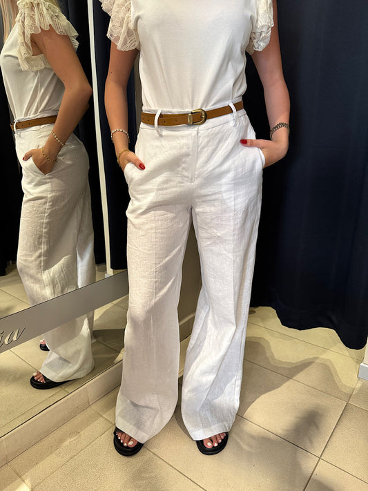 Pantaloni in Lino Bianchi Tensione In