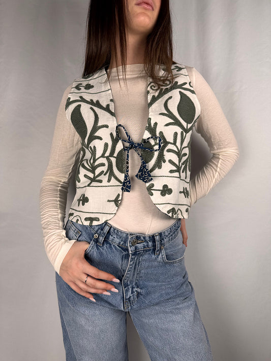 Gilet Reversibile con Fiocchetti Burro