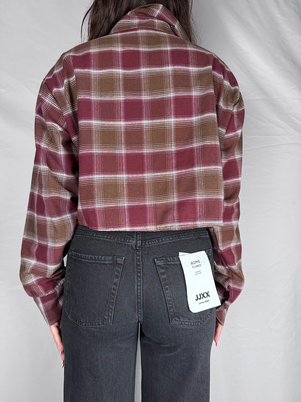Camicia Quadri Crop Armonia Bordeaux/ Marrone
