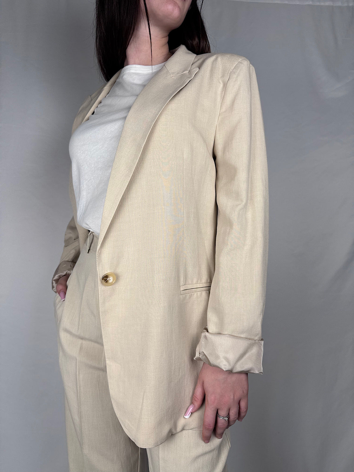 Giacca Blazer in Viscosa Lino Vicolo Beige