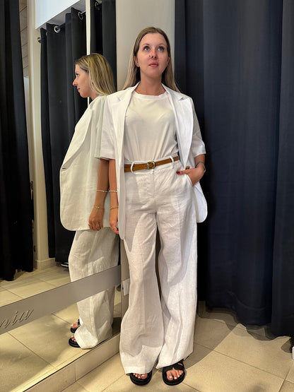 Pantaloni in Lino Bianchi Tensione In
