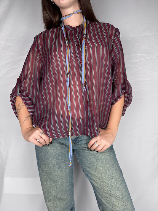 Camicia "Nomad" HaveOne con Collana Righe Bordeaux