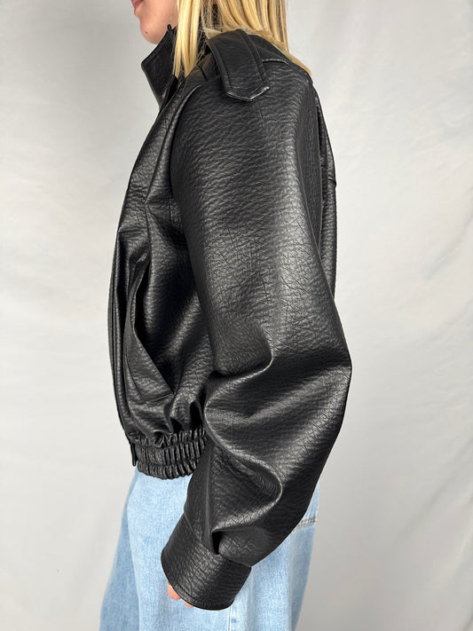 Bomber Eco-Pelle Martellata Vicolo Nero