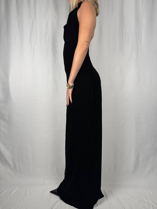 Abito Lungo in Velluto Nero Vicolo