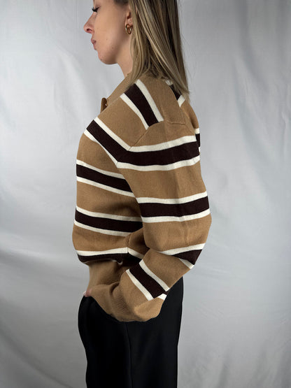 Polo a Righe Cammello e Marrone Armonia