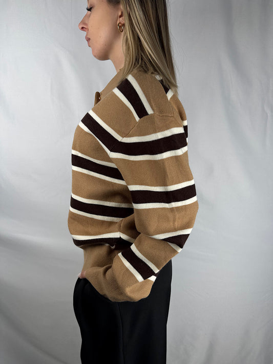 Polo a Righe Cammello e Marrone Armonia