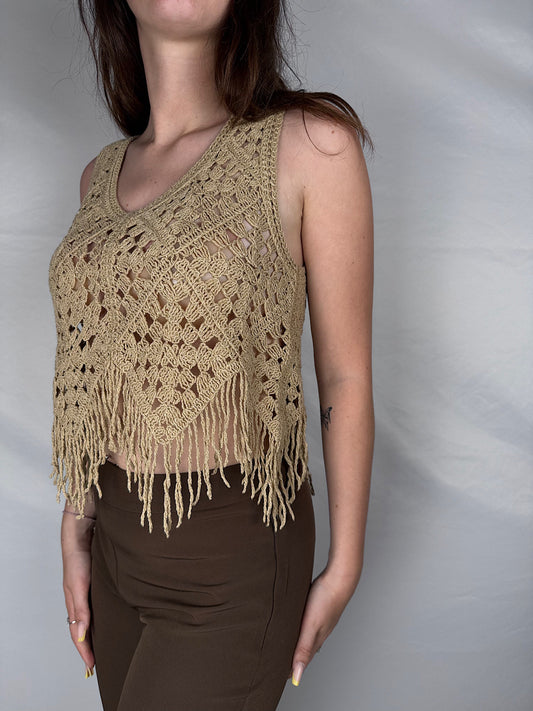 Top Crochet con Frange Vicolo Deserto