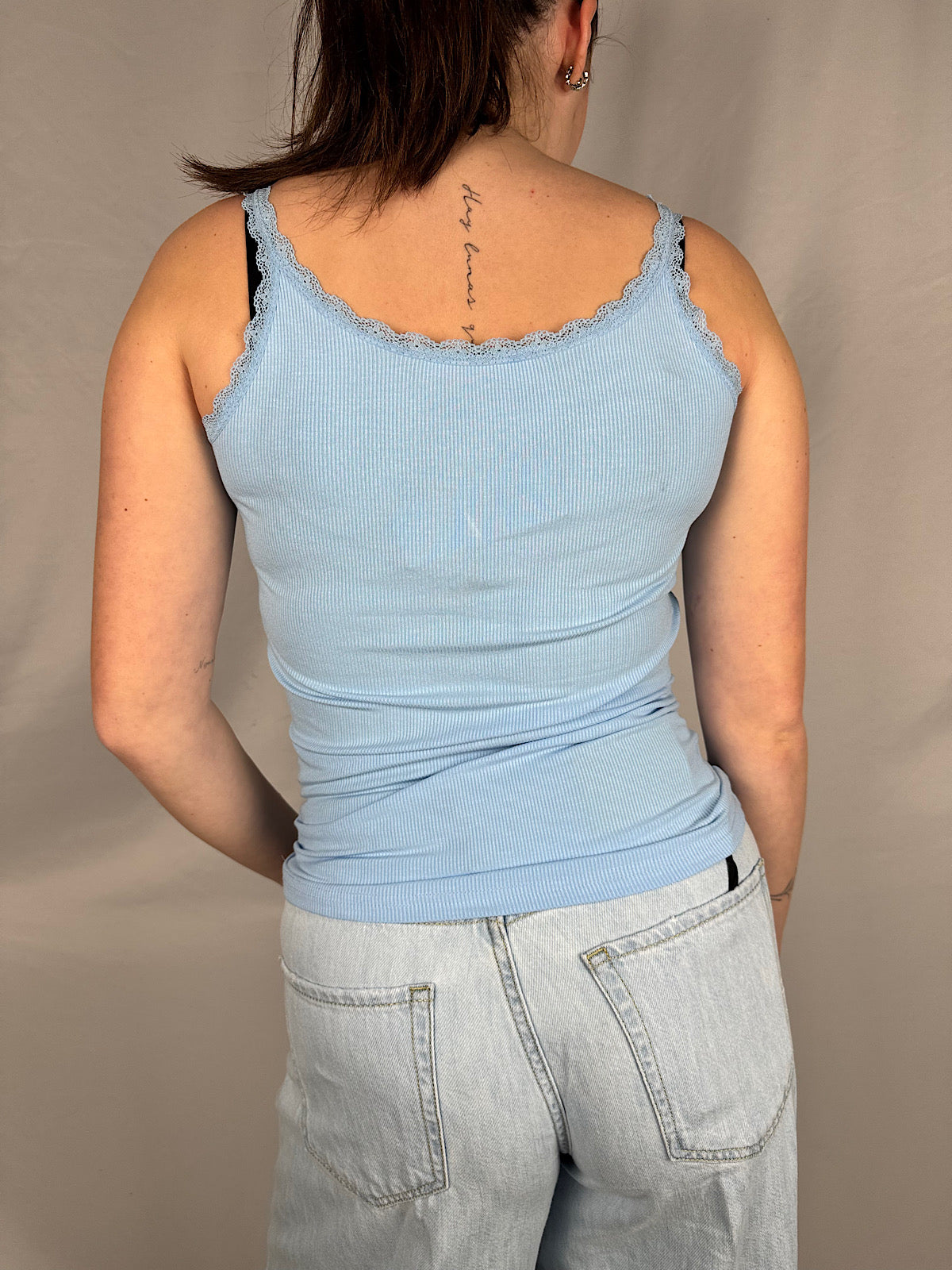 Canotta Basic Dettaglio Pizzo Armonia Celeste