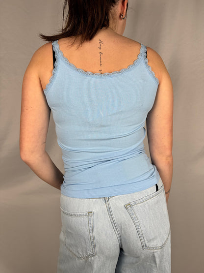 Canotta Basic Dettaglio Pizzo Armonia Celeste