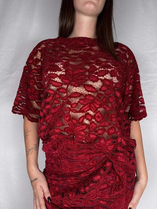 T-shirt Over Pizzo "Nomad" HaveOne Rosso