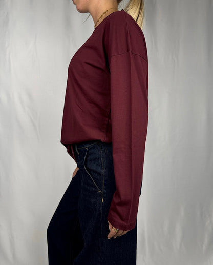 T-Shirt Manica Lunga Tensione-In Bordeaux