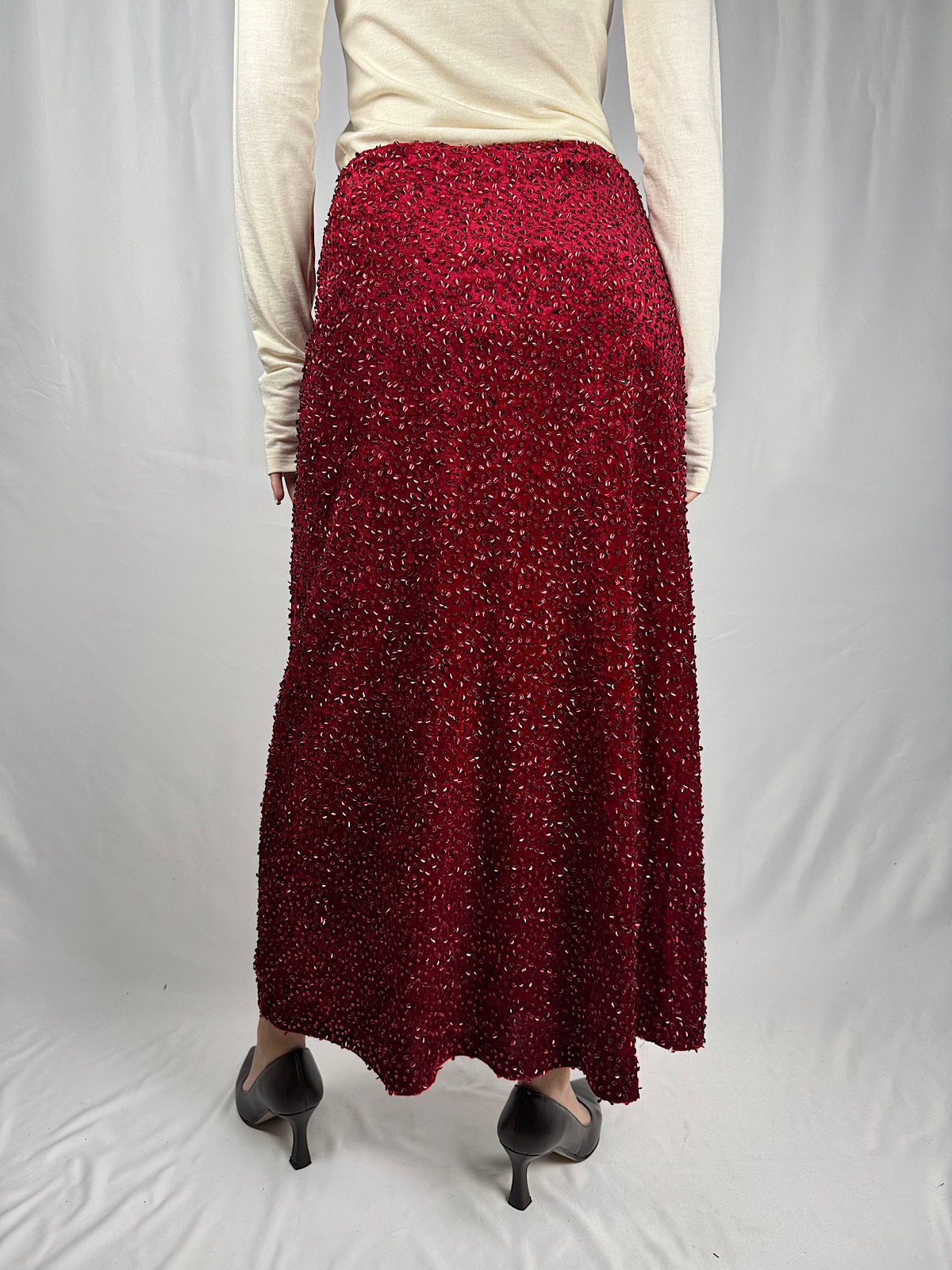 Gonna in Velluto con Pailletes Rossa Tensione-In