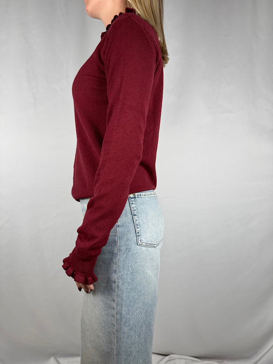 Maglia a Manica Lunga con Bordo Plisettato Dixie Bordeaux