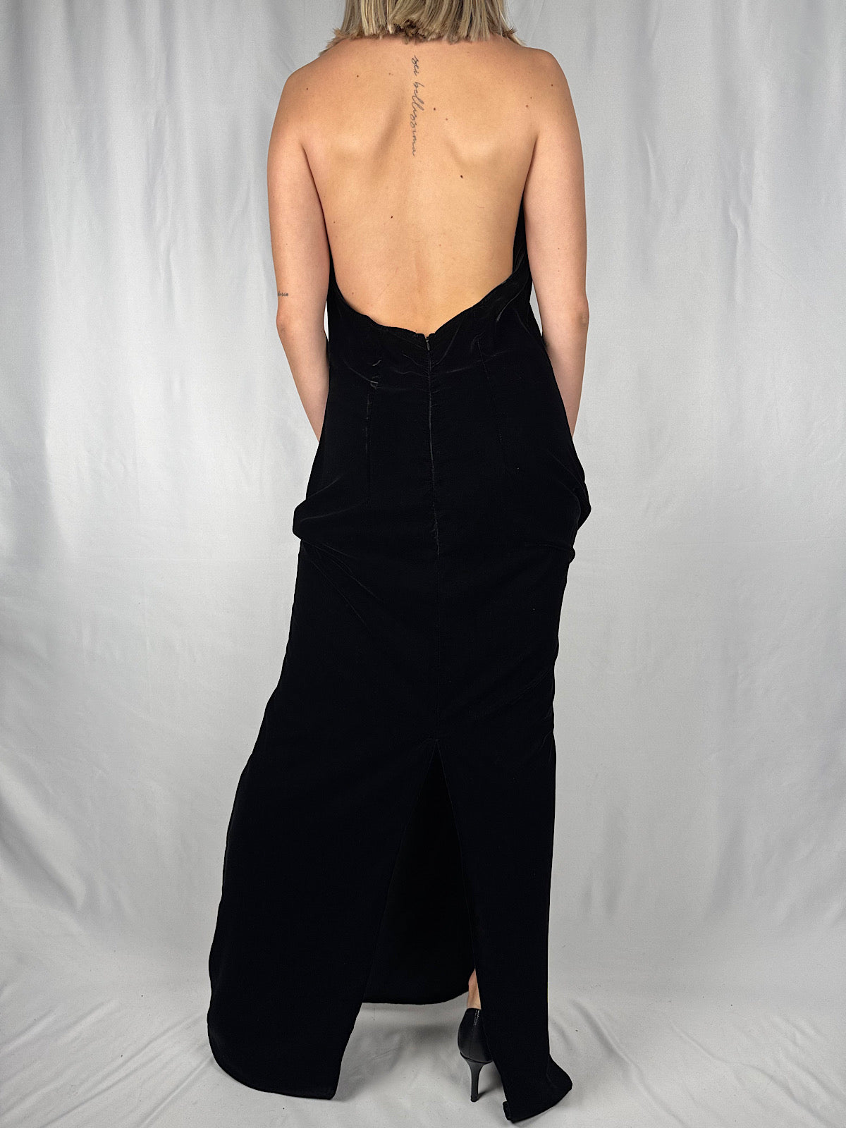 Abito Lungo in Velluto Nero Vicolo