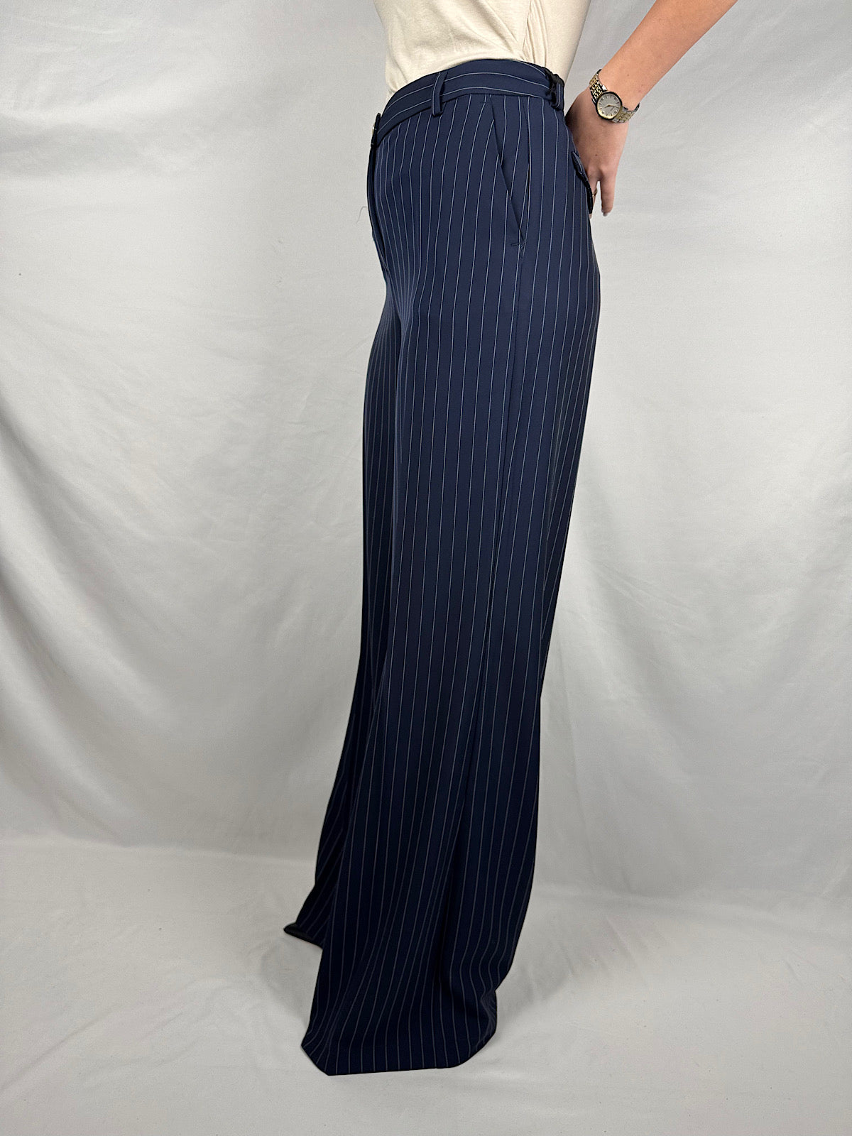Pantalone Gessato Blu Vicolo