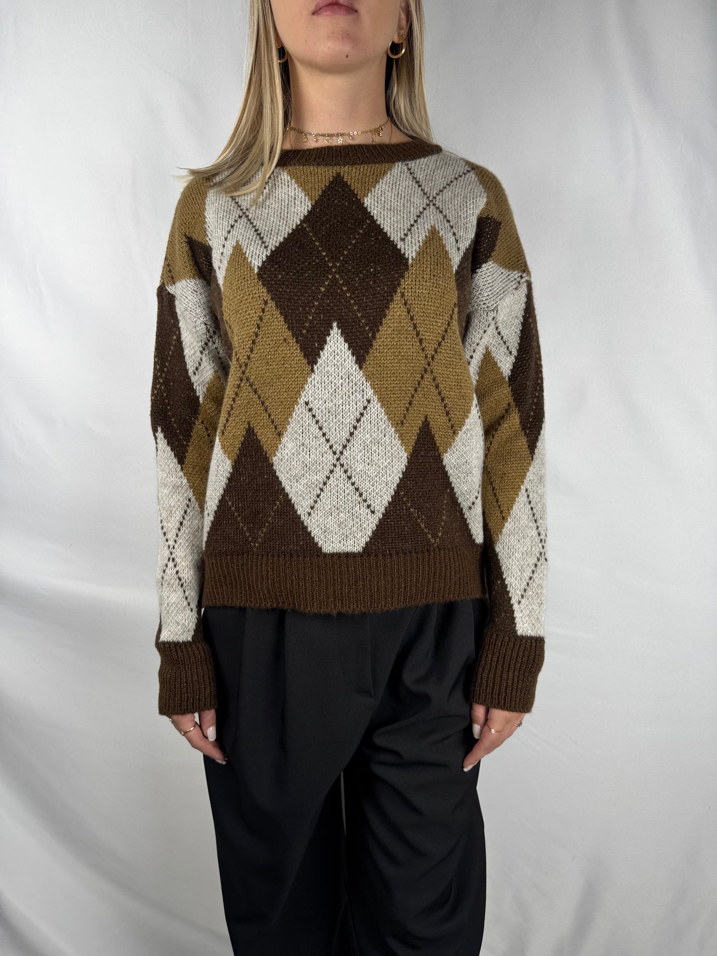 Maglia Rombi MarroneCammello Armonia