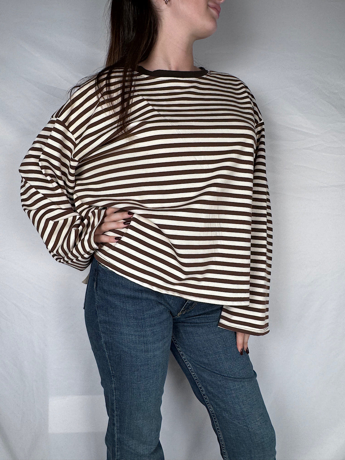 T-shirt Long Sleeve Righe Armonia Beige