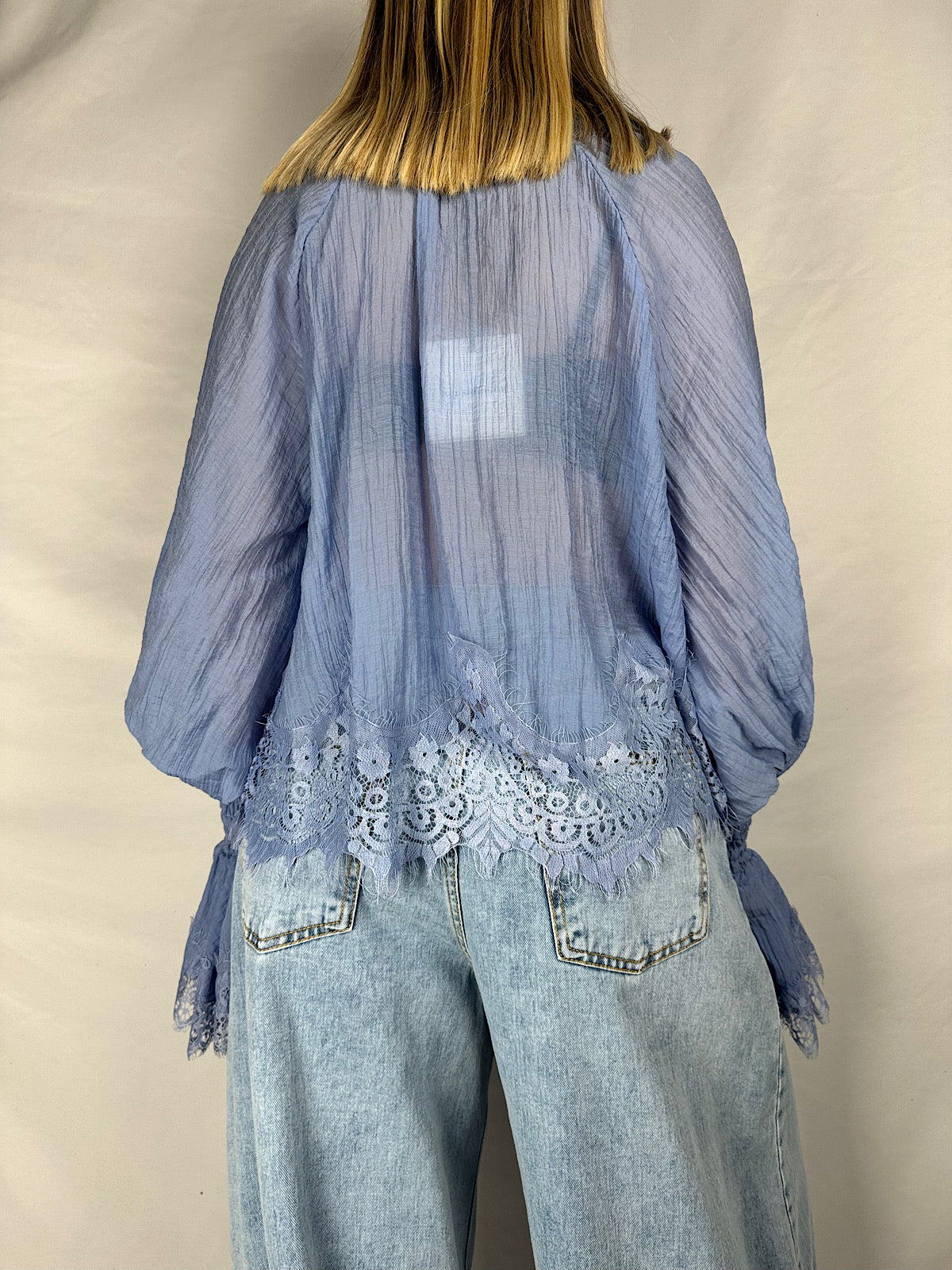 Camicia con Pizzo Celeste Tensione-In