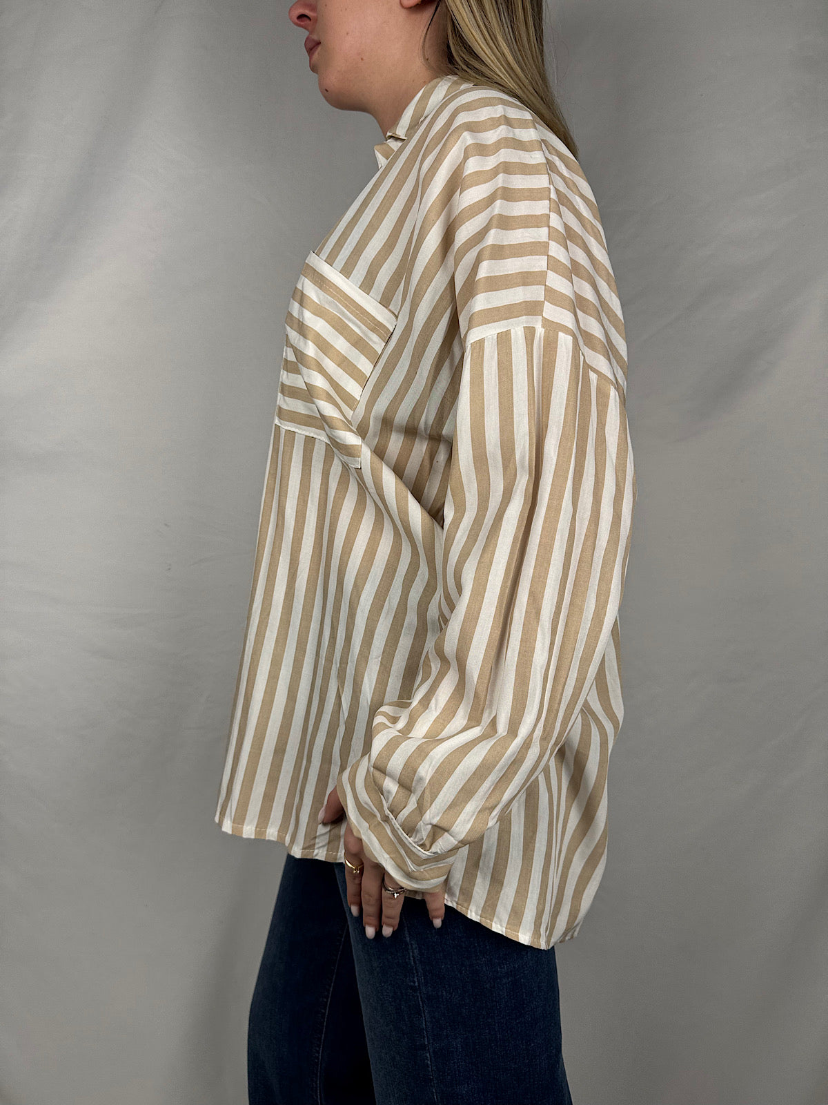 Camicia a Righe Beige Armonia