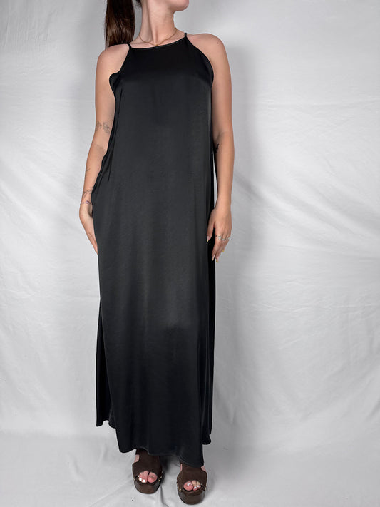 Abito Scollo Quadrato Satin Vicolo Nero