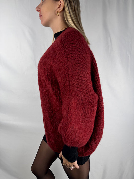 Cardigan Aperto Bordeaux Armonia