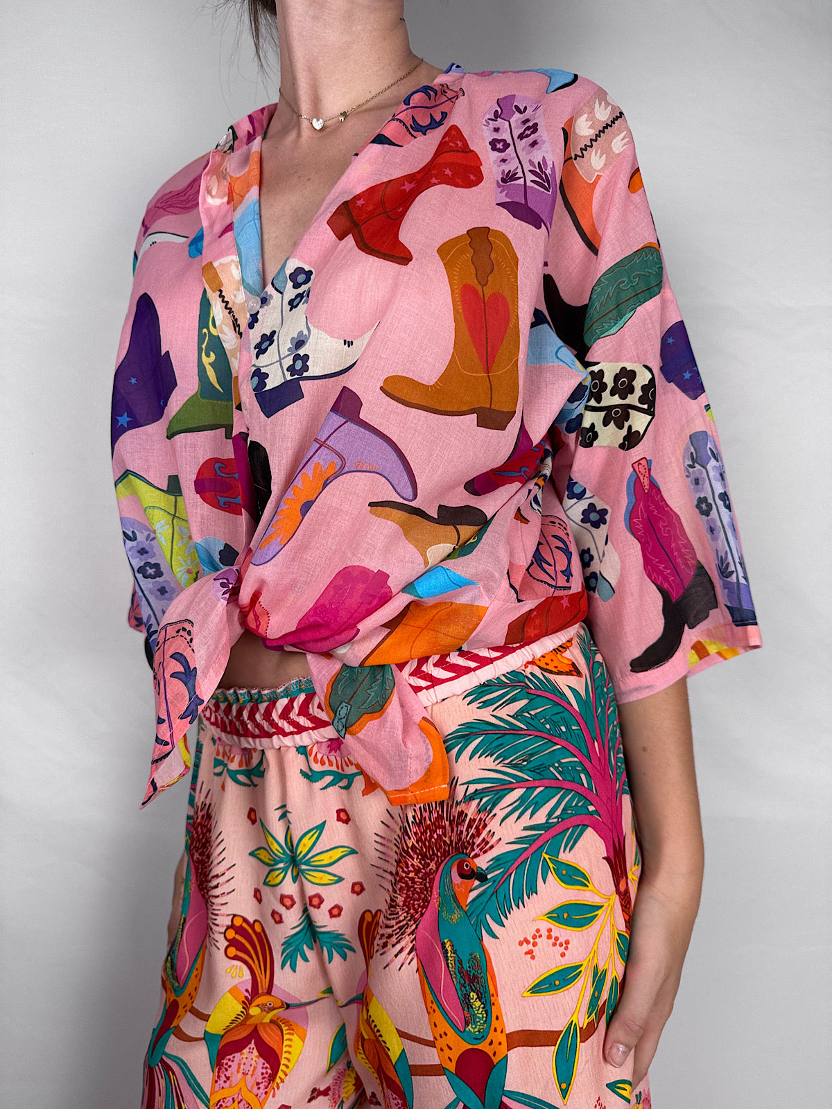 Camicia in Mussola Tensione In Fantasia Rosa